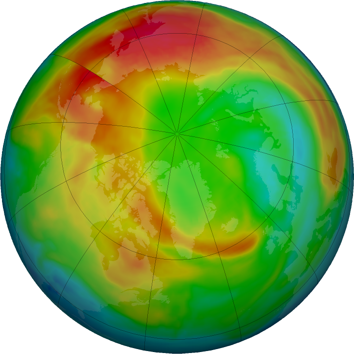 Arctic ozone map for 08 February 2023
